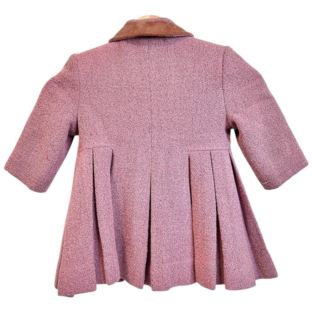 Vintage Girl Coat Pant Set 2 to 3 Years Pink Mauve Worsted Wool Samantha *FLAWS - Picture 2 of 16